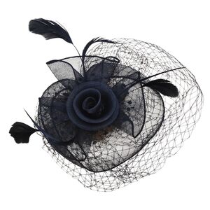 Elegant Black Fascinator with Rose Detail